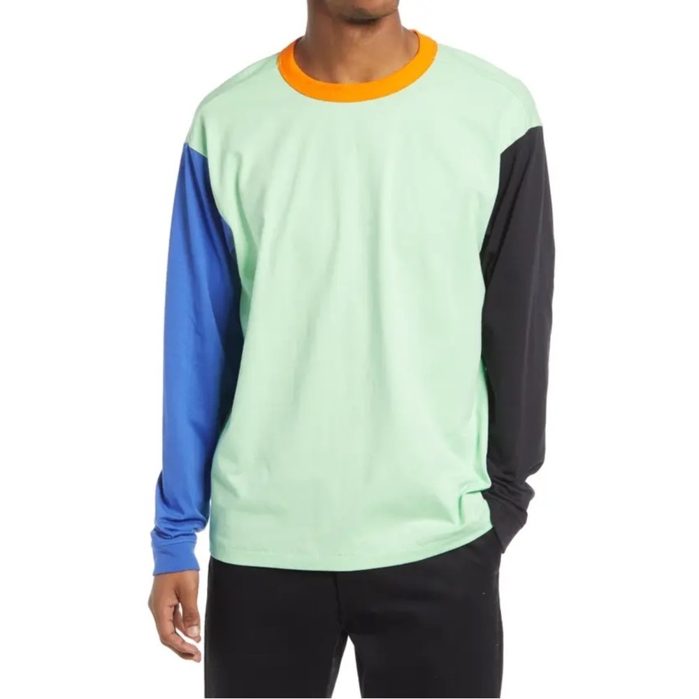 NWT BP Colorblock Long Sleeve Crew Neck T-shirt Size Large